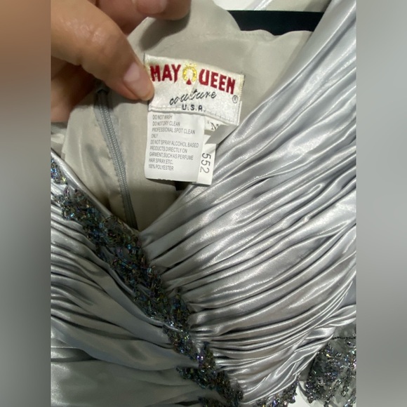 My queen silver FORMAL MODEST MOTHER OF THE BRIDE GROOM DRESS M - Picture 4 of 15
